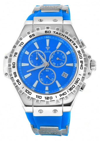 Aqua Master Gold Case Blue Rubber Chrono Diamond Watch W337