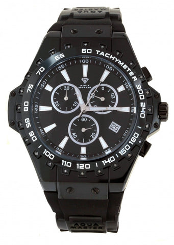 Aqua Master Black Case Black Rubber Chrono Diamond Watch W337