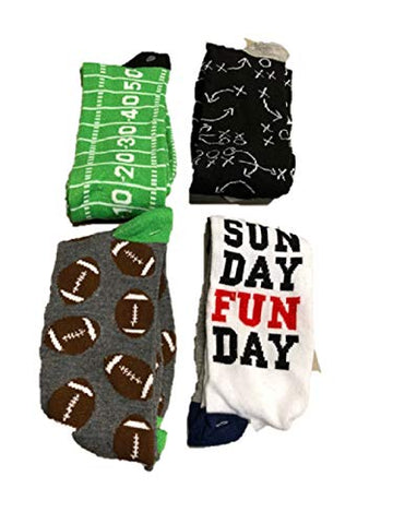 4 pack Men's Game Day Football themed Socks 7-12 stocking stuffer (7-12)